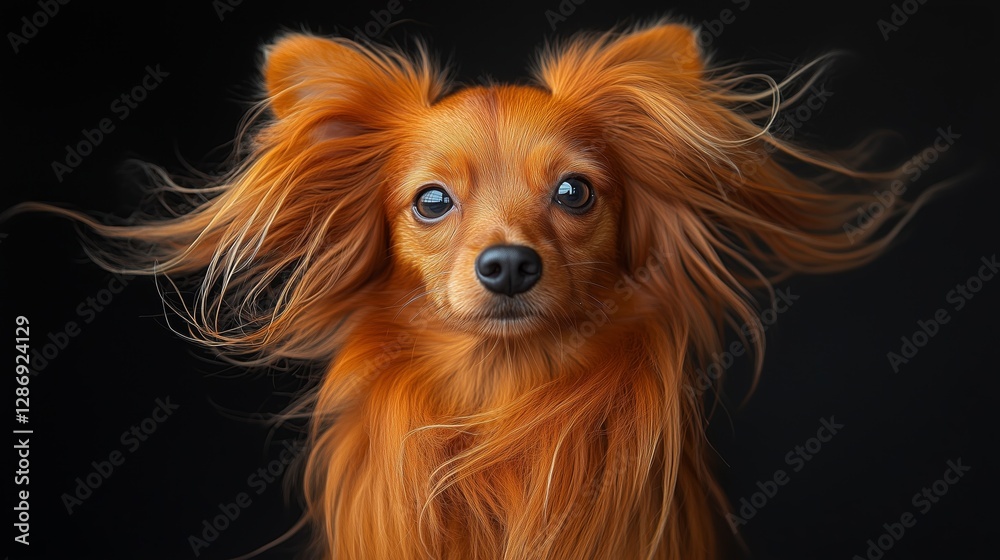 Naklejka premium Adorable long-haired dog in studio