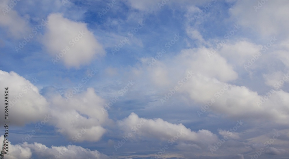 blue sky and white clouds that clump together, looks beautiful and natural blue sky and white clouds that clump together, looks beautiful and natural