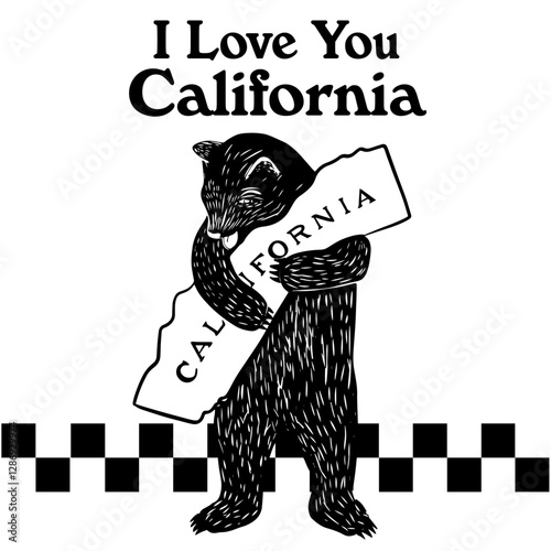 California bear, I Love You California Hugging Map
