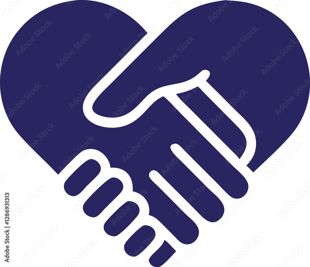 heart shaped handshake icon with textured pattern symbol of trust, unity, and partnership heart shaped handshake icon with textured pattern symbol of trust, unity, and partnership