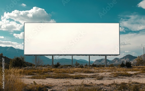 Digital ad board in exhibition center; large blank vertical OOH billboard
