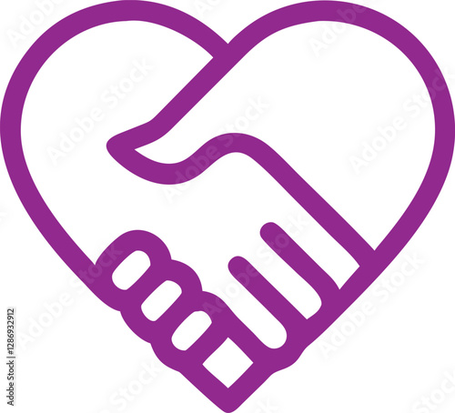 heart shaped handshake icon with textured pattern symbol of trust, unity, and partnership