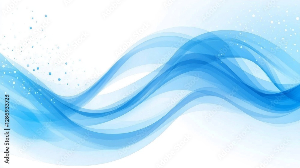 Abstract blue wave background with flowing curves and light sparkles Abstract blue wave background with flowing curves and light sparkles