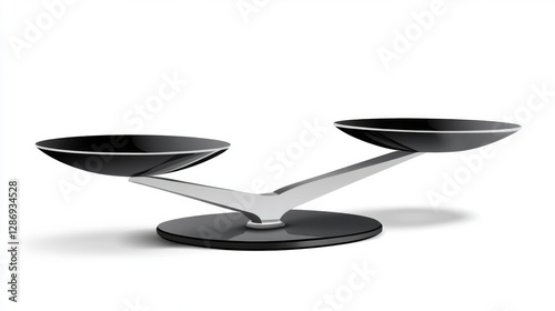 Sleek modern black and silver balance scale on white background
