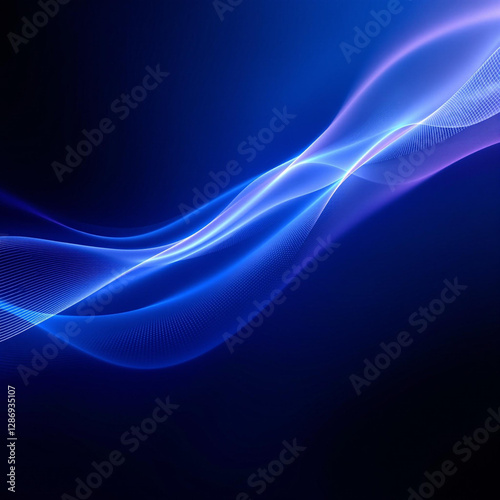 Abstract blue smooth wave light futuristic modern design on dark background