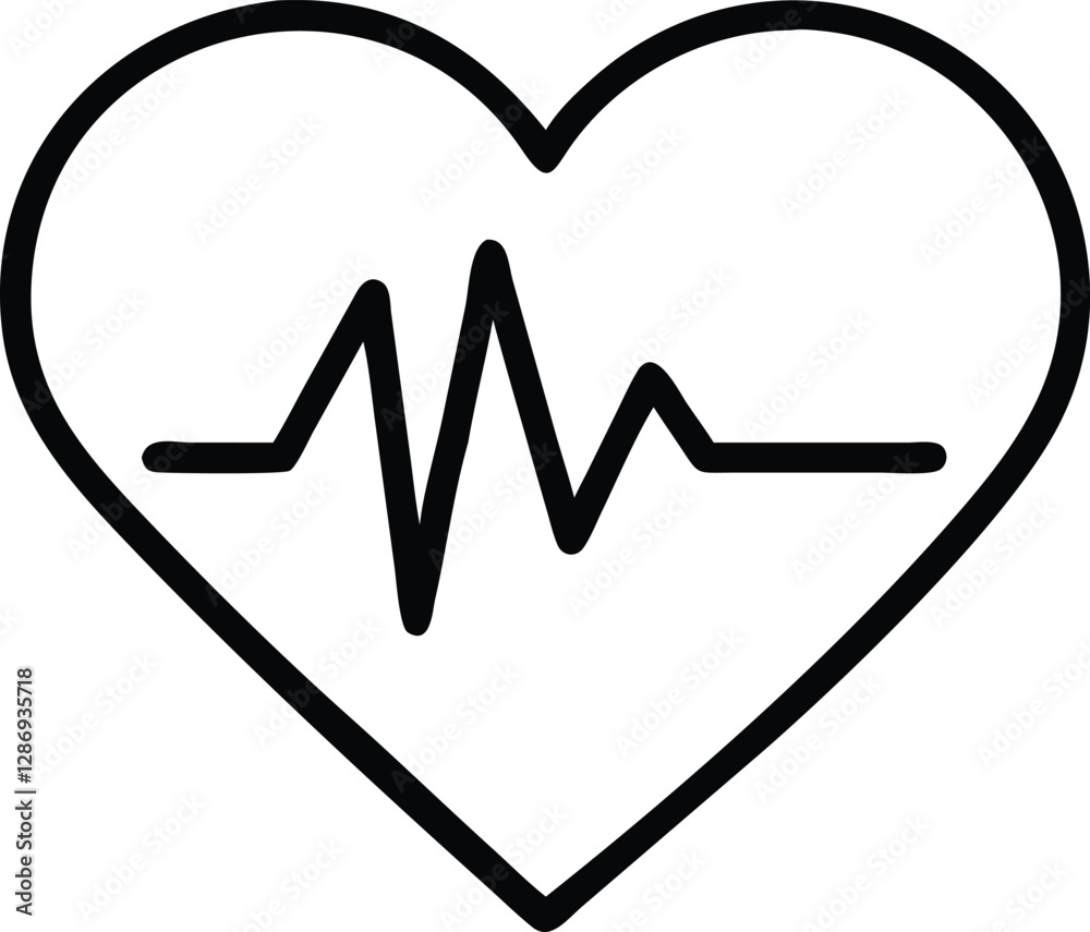 Heartbeat line in heart icons medical and healthcare vector symbols Heartbeat line in heart icons medical and healthcare vector symbols