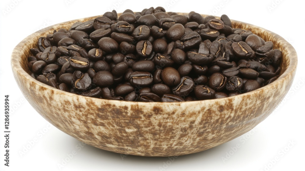 Fototapeta premium Roasted Coffee Beans in a Bowl Perfect for Coffee Beverage Preparation