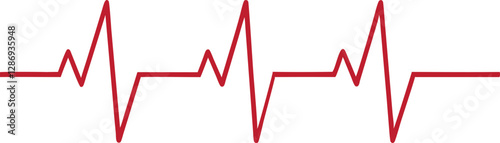 Red ECG heartbeat line medical and health monitoring symbol