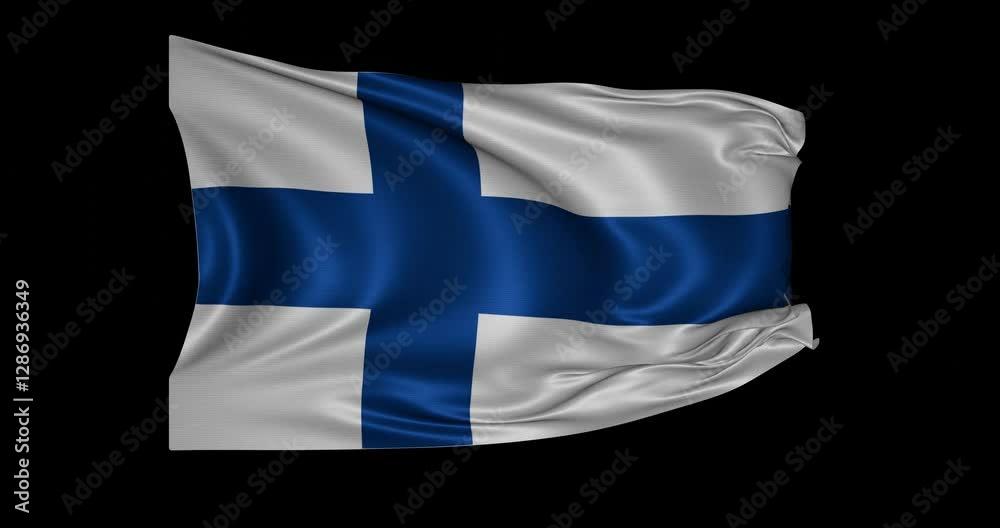 Finland flag animation, black background Finland flag animation, black background