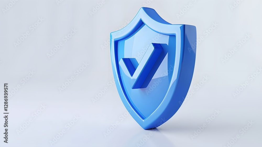 cartoon 3d Icon safety shield check mark perspective . Blue symbol security safety icon. Checkmark in minimalistic style. 3d vector illustration. white background cartoon 3d Icon safety shield check mark perspective . Blue symbol security safety icon. Checkmark in minimalistic style. 3d vector illustration. white background