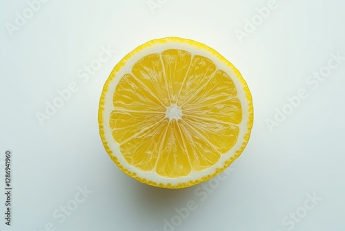 A cross section of a bright yellow lemon