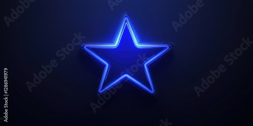Glowing Blue Neon Star Shape Abstract Design