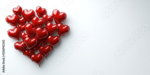 Red heart shaped balloons arranged in a heart shape