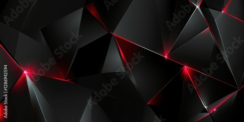 Abstract Dark Geometric Shapes With Red Accents
