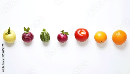 Colorful Fresh Produce Arranged in a Row