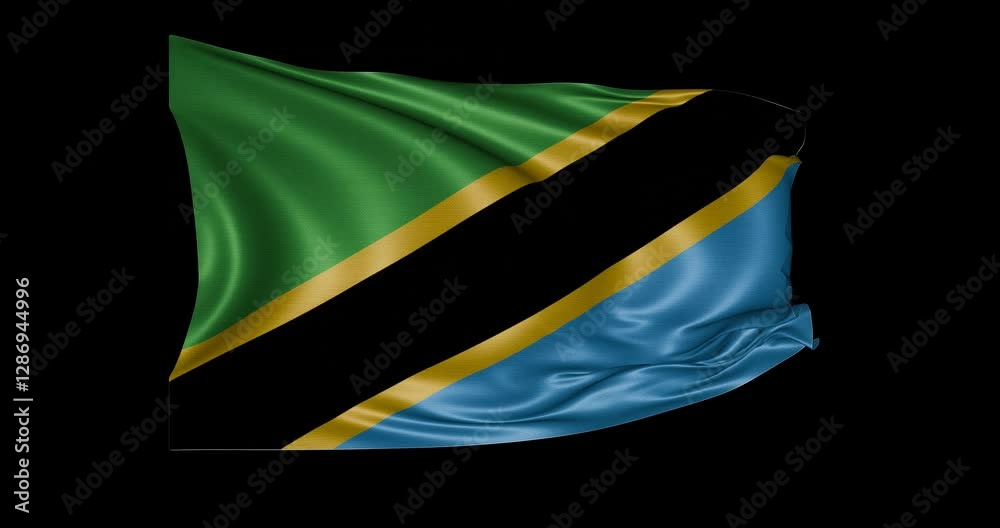 Tanzania flag animation, black background