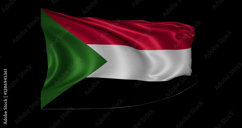 Sudan flag animation, black background