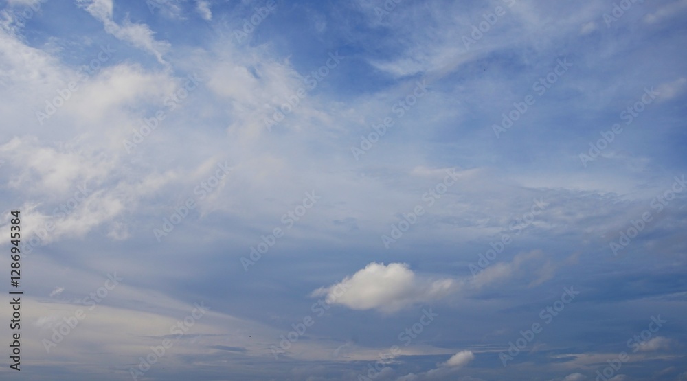 Fototapeta premium the sky is clear blue, with beautiful white clouds