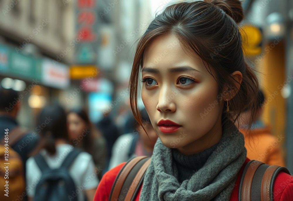 Female Overwhelmed Urbanite in city environment Female Overwhelmed Urbanite in city environment