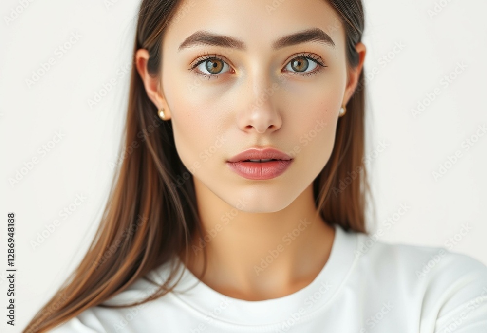 Photorealistic portrait of a female with neutral makeup Photorealistic portrait of a female with neutral makeup