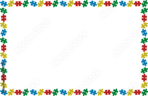 Simbulo autism puzzle frame circular illustration clipart