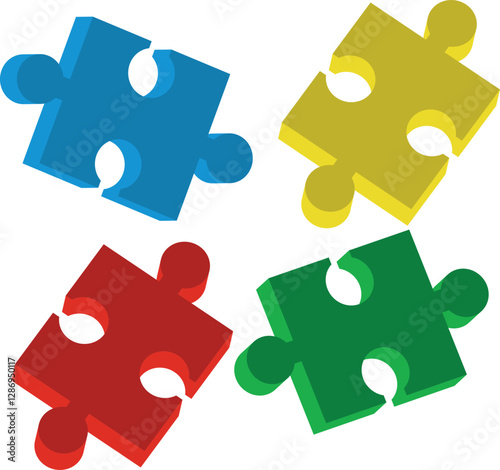 Simbulo autism puzzle, frame, 3d illustration, clipart, for backgrounds and textures