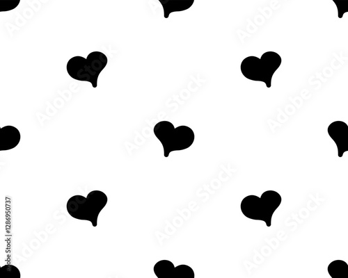Black Hearts Seamles Pattern. Cute hearts on a isolated background