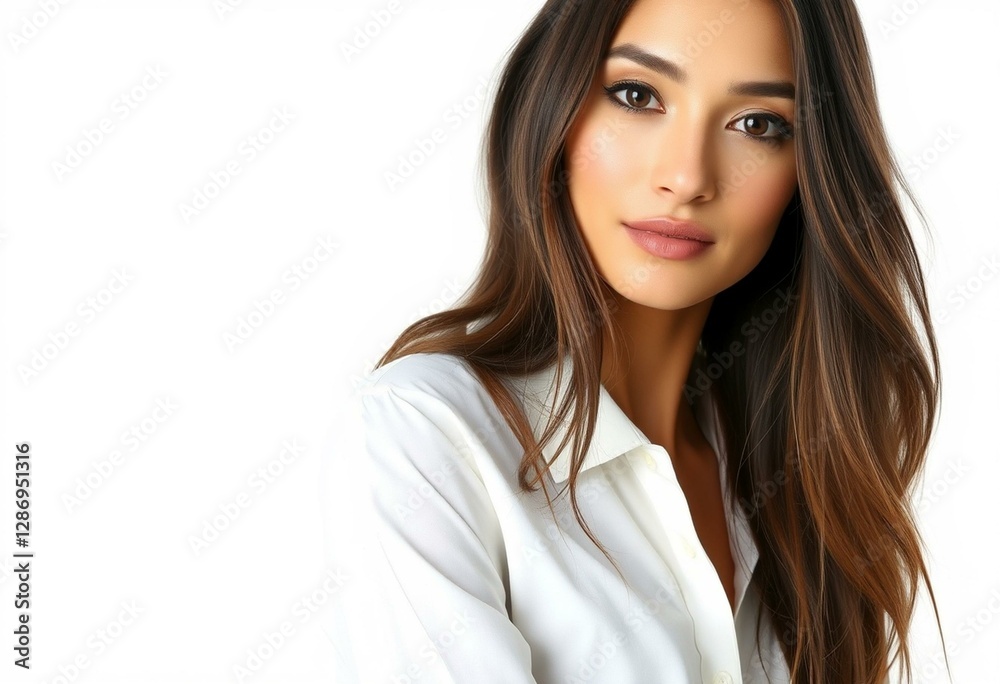 Photorealistic portrait of a woman with neutral makeup Photorealistic portrait of a woman with neutral makeup