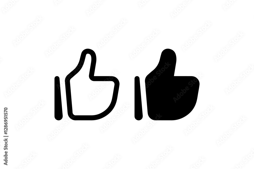 Obraz premium Thumbs up icon in outline and solid Vector