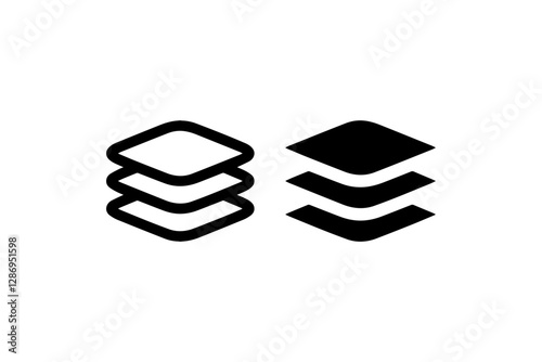 Stacked layers icon in outline and solid Vector
