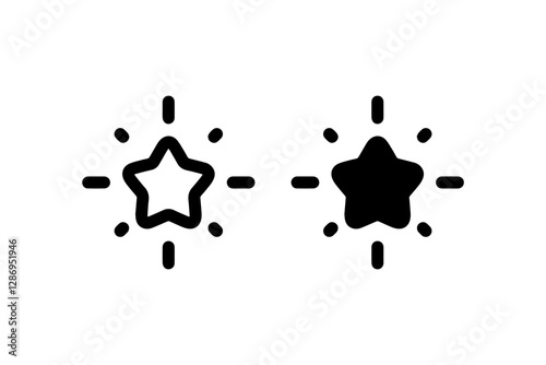 Glowing star icons in outline and solid Vector