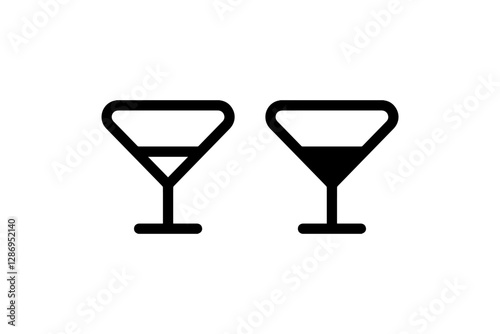 Cocktail glass icon in outline and solid Vector