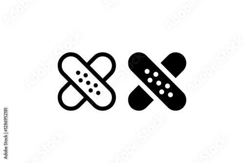 Crossed bandage icon in outline and solid Vector