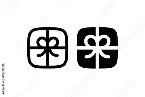 Gift box icon in outline and solid style Vector