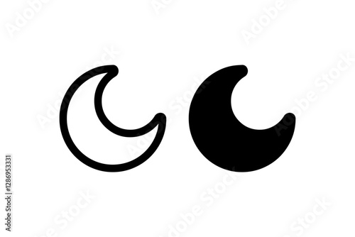 Crescent Moon Icon Symbolizing Nighttime Vector