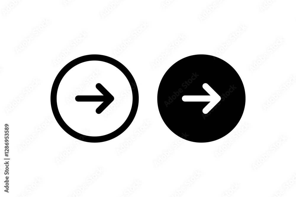 Right Arrow Icon in Circular Button Vector Right Arrow Icon in Circular Button Vector