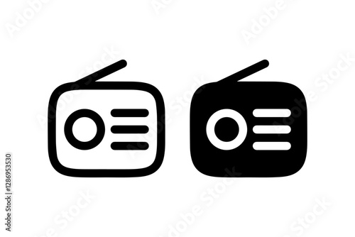 Retro Radio Icon in Black and White Vector