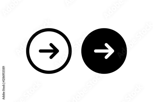 Right Arrow Icon in Circular Button Vector
