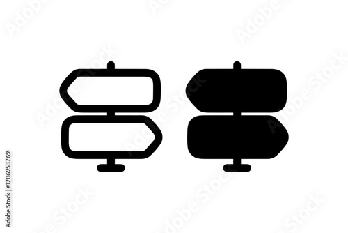 Directional Signpost Icon in Black and White Vector