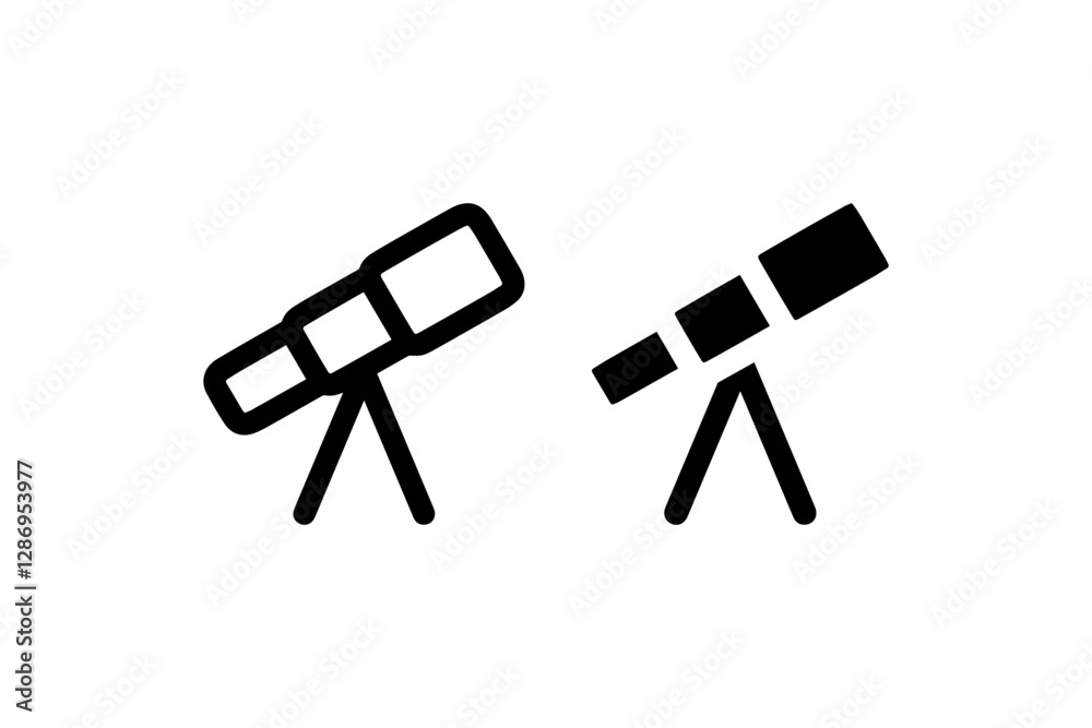 Telescope Icon in Outline and Solid Styles Vector Telescope Icon in Outline and Solid Styles Vector