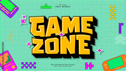 Game zone  editable text effect 3d retro y2k style