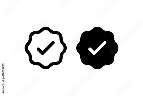 Verified Badge Icon in Outline and Solid Vector
