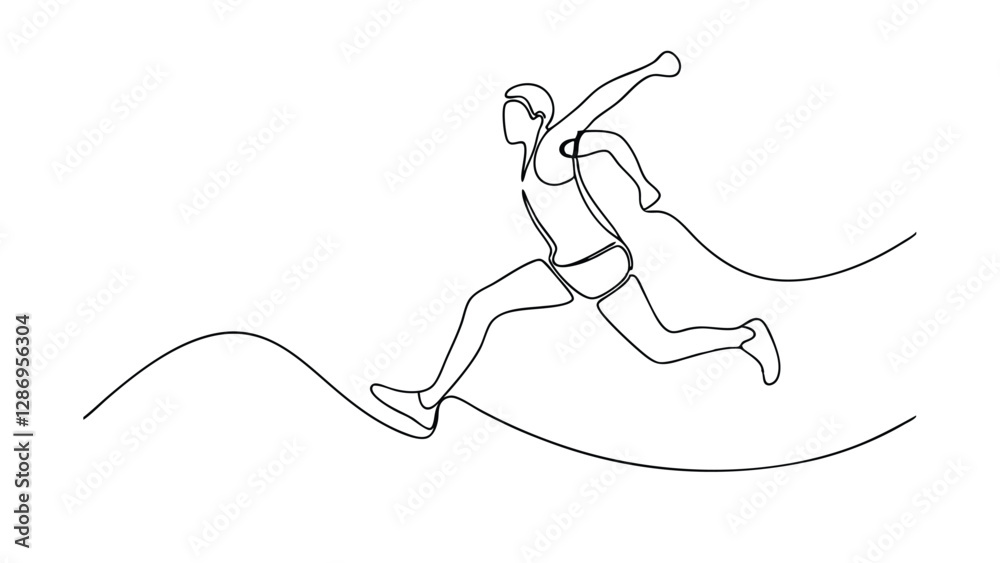 Single Line Drawing of a Running Athlete in Motion Single Line Drawing of a Running Athlete in Motion