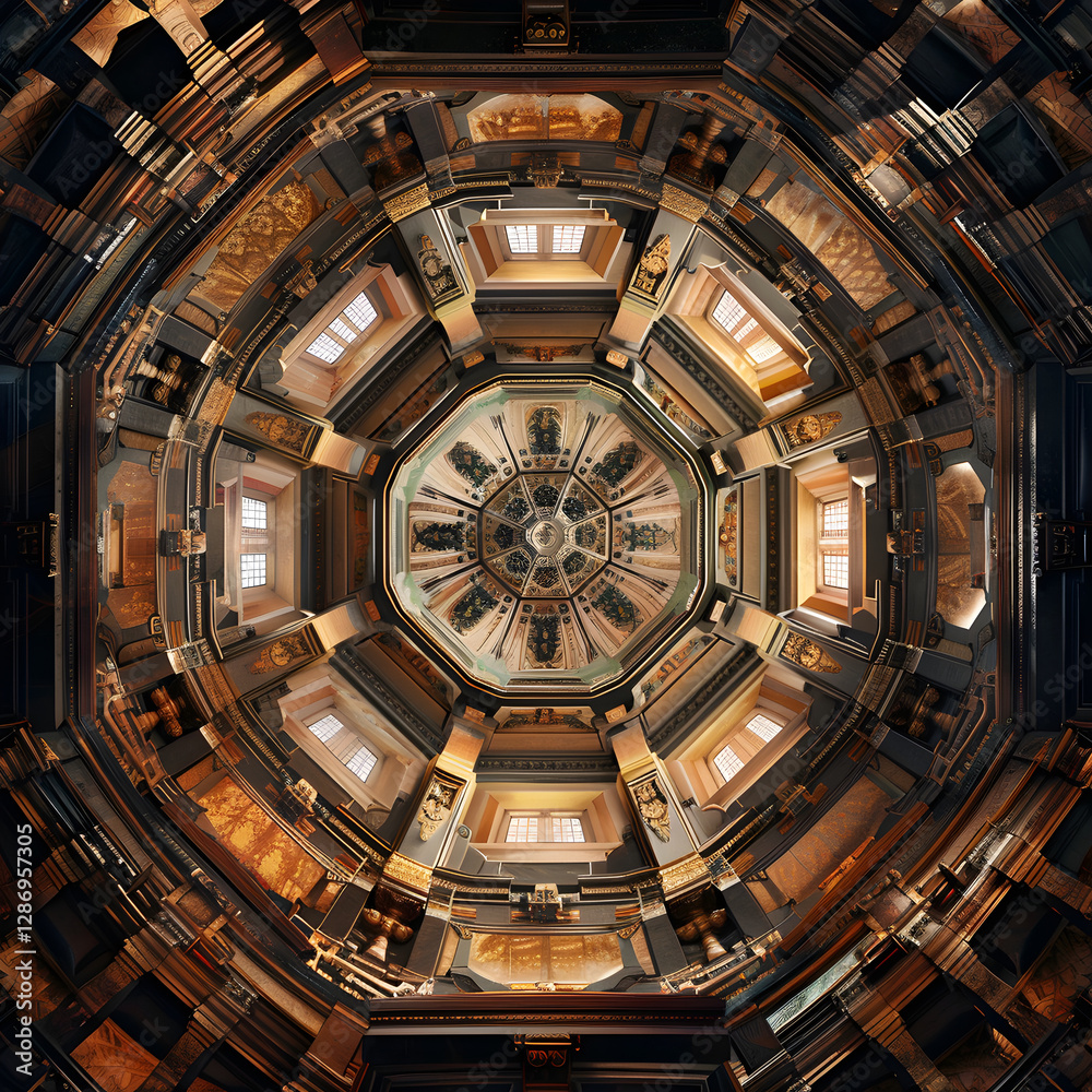 Symmetrical Radial Layout with Geometric Precision and Harmonious Colors Symmetrical Radial Layout with Geometric Precision and Harmonious Colors