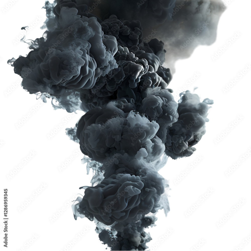 Abstract Dark Grey Ink Cloud Swirling in Water Artistic Design, Abstract Dark Grey Ink Cloud Swirling in Water Artistic Design,