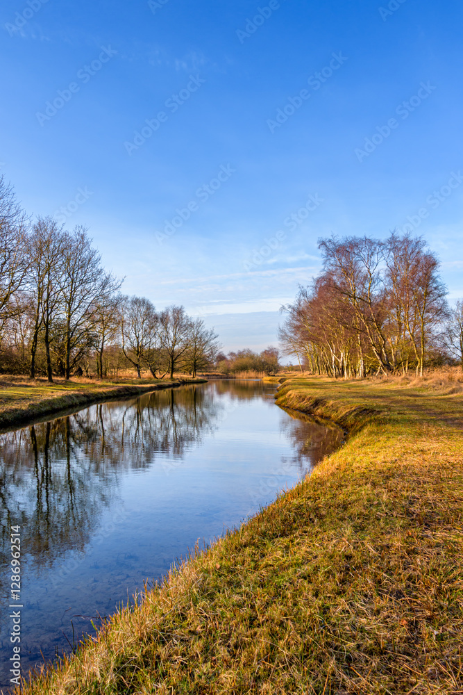 River Landscape with Blue Sky and Trees River Landscape with Blue Sky and Trees