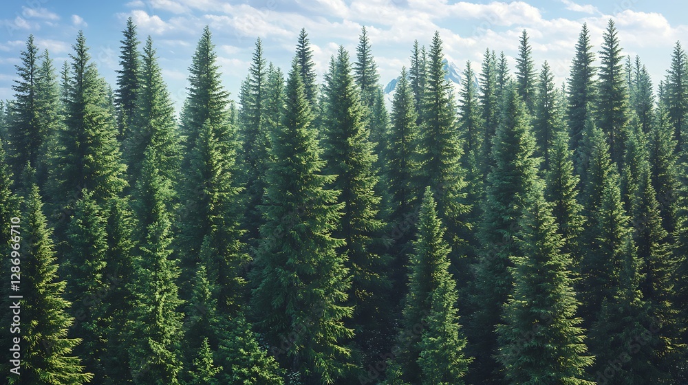 Artistic Dense Boreal Forest Tall Evergreen Trees Realistic Image Artistic Dense Boreal Forest Tall Evergreen Trees Realistic Image