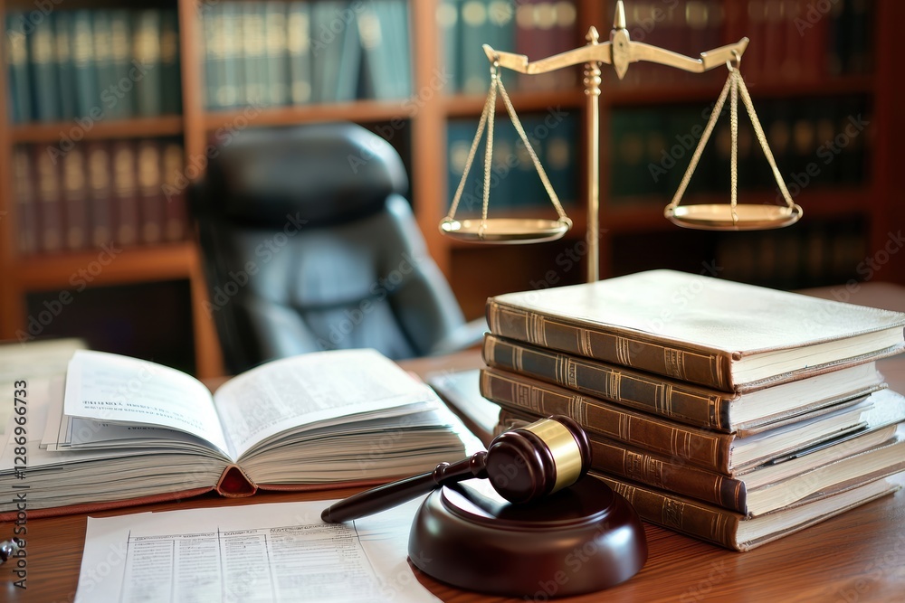 Lawyer's Office with Bankruptcy Books and Legal Documents for Professional Representation Lawyer's Office with Bankruptcy Books and Legal Documents for Professional Representation