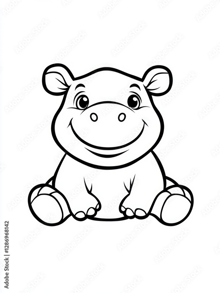 This delightful cartoon hippo character features a big smile and expressive eyes, perfect for adding joy to children's literature or playful graphics. This delightful cartoon hippo character features a big smile and expressive eyes, perfect for adding joy to children's literature or playful graphics.