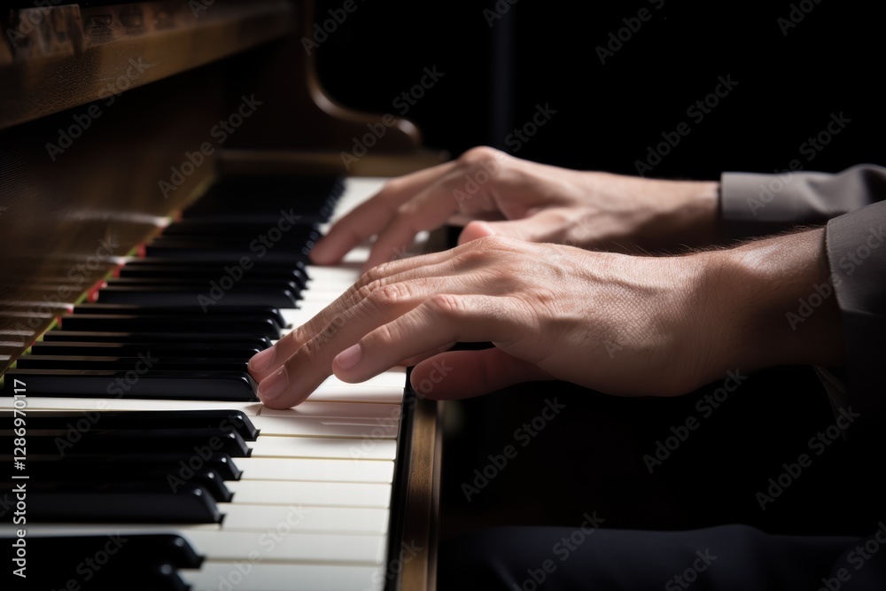 Fototapeta premium Intimate piano moment, hands in focus